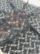 Floral Pearls and Sequins Fabric - Navy Blue - Beaded Fabric Embroidered Lace By The Yard