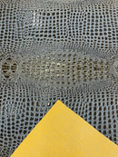 Gator Embossed Vinyl Leather Fabric - Navy Blue - Faux Gator Skin Vinyl Fabric Sold By Yard