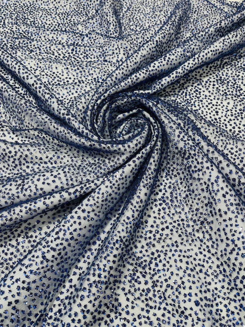 Glitter Mesh Sheer Fabric - Navy Blue - 60" Wide Shiny Glitter Mesh Fabric Sold By The Yard