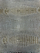 Gator Embossed Vinyl Leather Fabric - Navy Blue - Faux Gator Skin Vinyl Fabric Sold By Yard