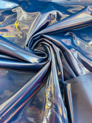 Latex Shiny Vinyl - Navy Blue - 4 Way Stretch Milliskin Vinyl Spandex Latex Fabric Sold by Yard