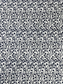 Shimmer Glitter Flower Fabric - Navy Blue - Small Glitter Flower Design on Lace Sold By Yard