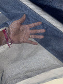 Shimmer Glitter Mesh Fabric - Navy Blue - Shiny Glitter Dots Design on Lace Mesh Sold By Yard