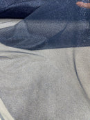 Shimmer Glitter Mesh Fabric - Navy Blue - Shiny Glitter Dots Design on Lace Mesh Sold By Yard