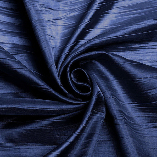 54" Crushed Taffeta Fabric - Navy Blue - Crushed Taffeta Creased Fabric Sold by The Yard