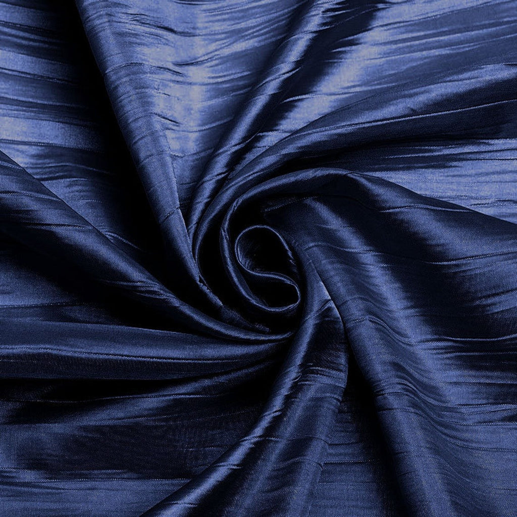 54" Crushed Taffeta Fabric - Navy Blue - Crushed Taffeta Creased Fabric Sold by The Yard