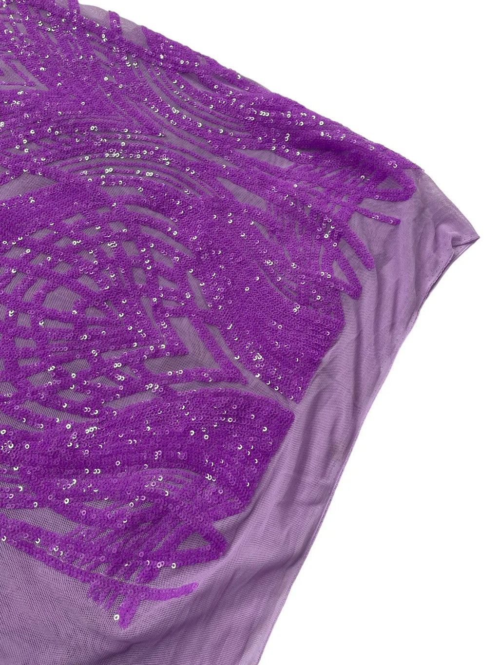 Long Wavy Pattern Sequins - Neon Grape - 4 Way Stretch Sequins Fabric Line Design By Yard