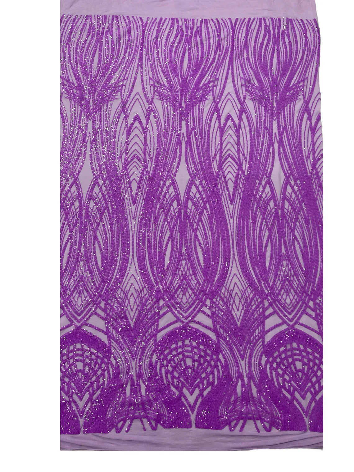 Long Wavy Pattern Sequins - Neon Grape - 4 Way Stretch Sequins Fabric Line Design By Yard