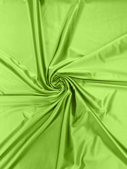 60" Heavy Shiny Satin Fabric - Neon Green - Stretch Shiny Satin Fabric Sold By Yard