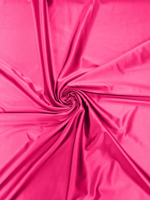 60" Heavy Shiny Satin Fabric - Neon Hot Pink - Stretch Shiny Satin Fabric Sold By Yard