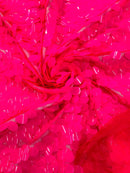 Jumbo Oval Sequins - Neon Hot Pink - Paillette Big Oval Sequins Design Fabric By Yard