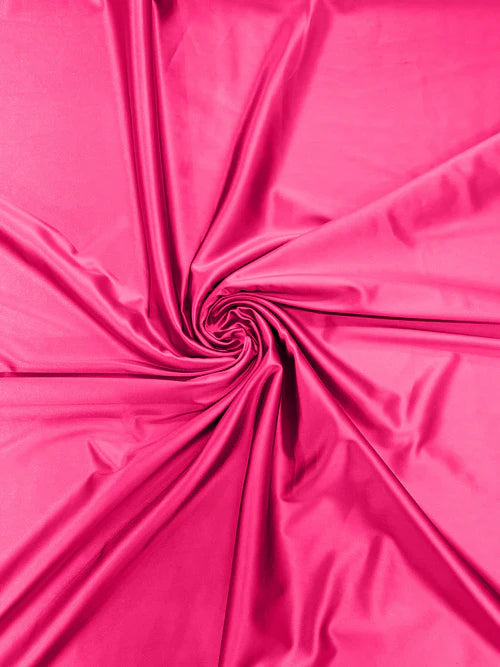 60" Heavy Shiny Satin Fabric - Neon Hot Pink - Stretch Shiny Satin Fabric Sold By Yard