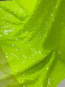 Round Large Sequins - Neon Lime Green - Paillette Large Round Sequins Design Fabric By Yard