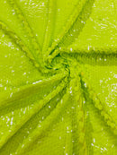 Round Large Sequins - Neon Lime Green - Paillette Large Round Sequins Design Fabric By Yard