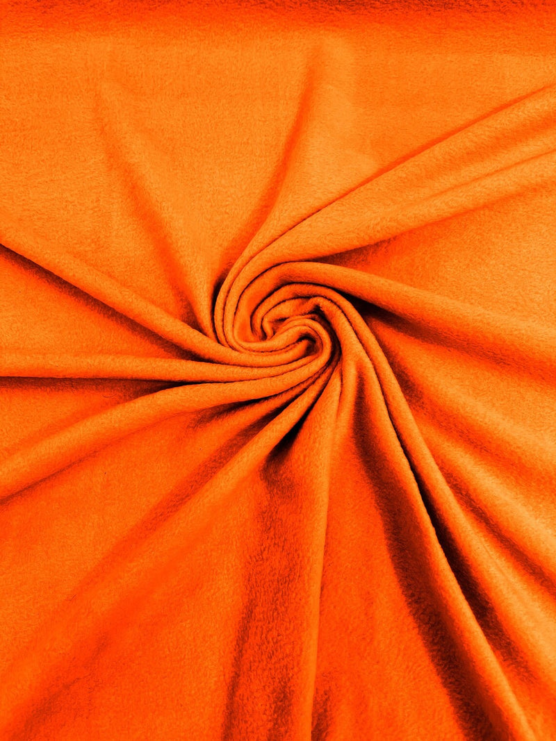 58" Soft Solid Polar Fleece Fabric - Neon Orange - Anti-Pill Soft Polar Fleece Fabric Sold by Yard