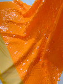 Round Large Sequins - Neon Orange - Paillette Large Round Sequins Design Fabric By Yard