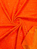 Stretch Velvet Sequins Fabric - Neon Orange - Velvet Sequins 2 Way Stretch 58/60” By Yard