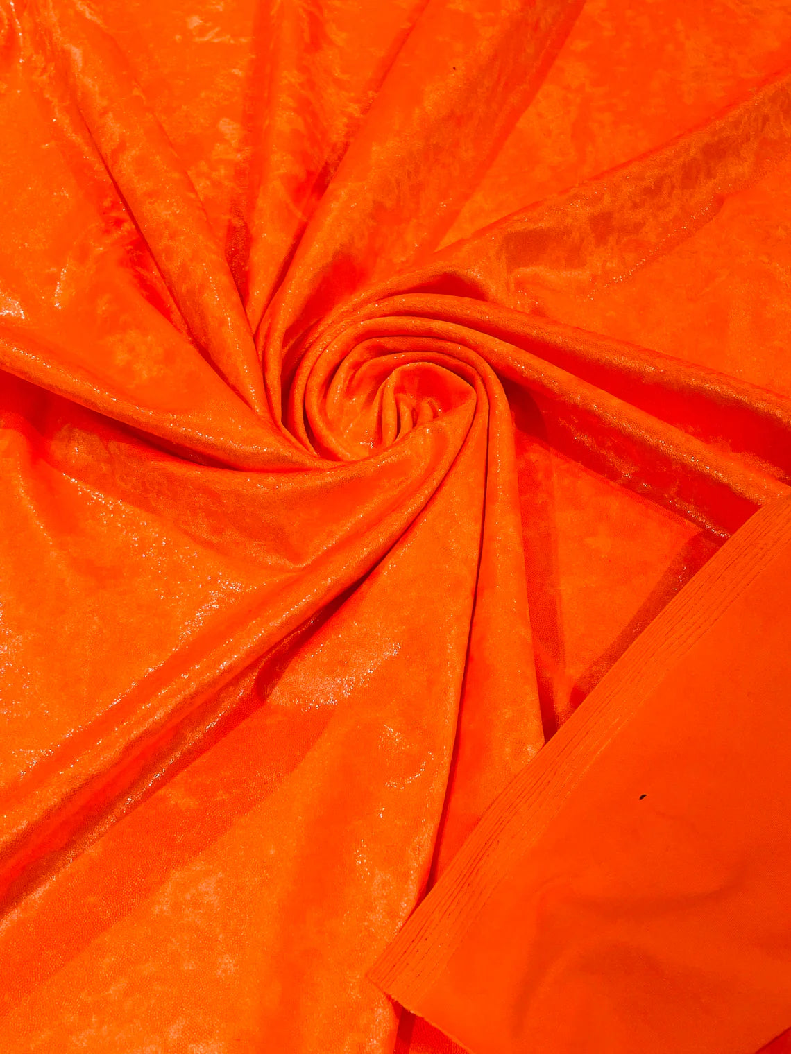 Iridescent Foggy Foil Fabric - Neon Orange - Oil Slick 58/60" Stretch Foil Velvet Black Light Fabric By Yard