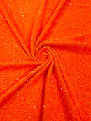 Stretch Velvet Sequins Fabric - Neon Orange - Velvet Sequins 2 Way Stretch 58/60” By Yard