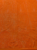Long Wavy Pattern Sequins - Neon Orange - 4 Way Stretch Sequins Fabric Line Design By Yard