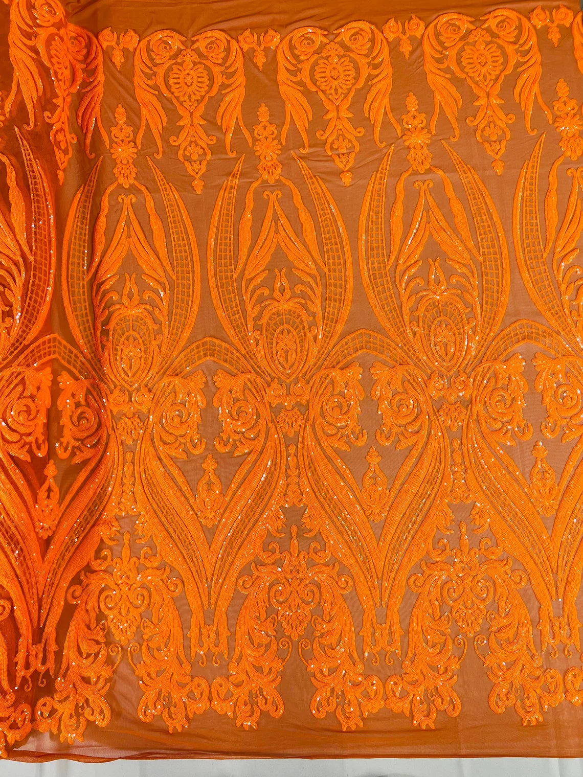 Damask Sequins Fabric - 4 Way Stretch Big Damask Sequins Fabric - Pick Color - 25 Yard Roll