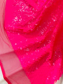 Round Large Sequins - Neon Pink - Paillette Large Round Sequins Design Fabric By Yard