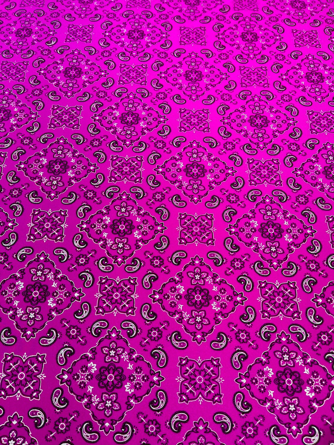 Bandana Print Fabrics - Neon Pink - Lycra Spandex Bandana Fabric Sold By The Yard