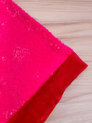 Round Large Sequins - Neon Pink - Paillette Large Round Sequins Design Fabric By Yard