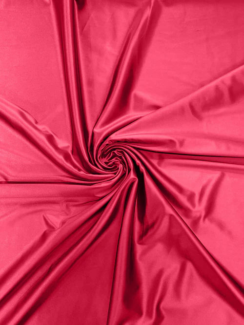 60" Heavy Shiny Satin Fabric - Neon Pink - Stretch Shiny Satin Fabric Sold By Yard