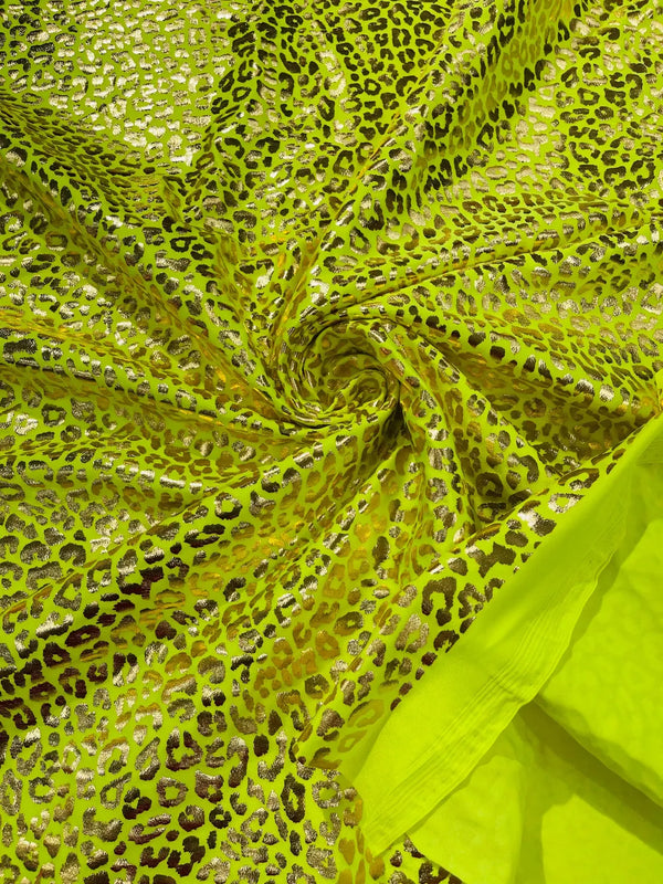 Cheetah Design Spandex Fabric - Neon Yellow - 58/60" Animal Print 4 Way Stretch Fabric By Yard