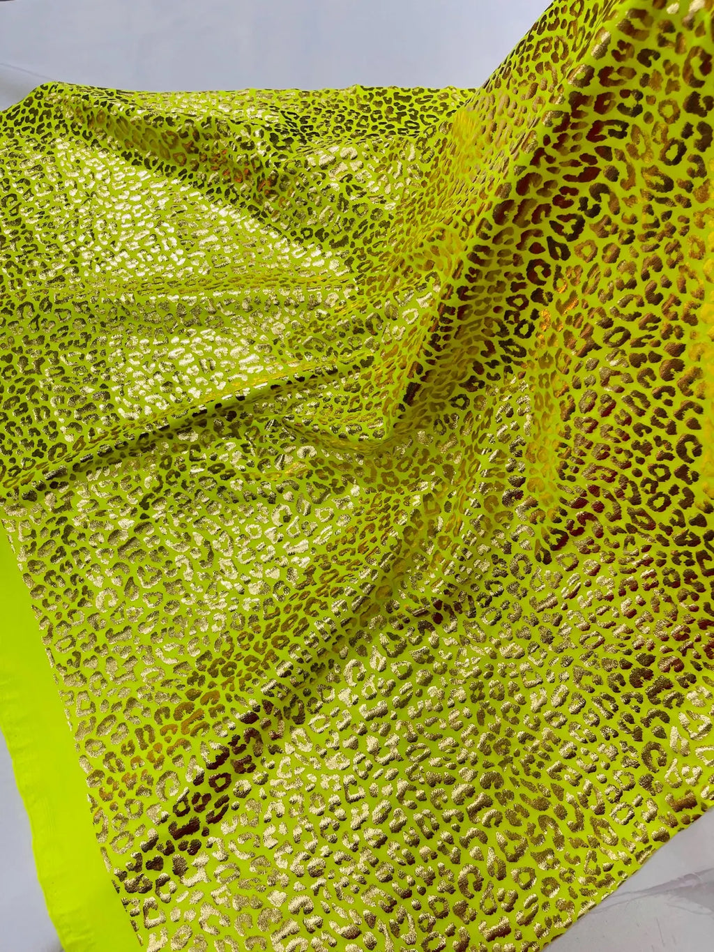 Cheetah Design Spandex Fabric - Neon Yellow - 58/60" Animal Print 4 Way Stretch Fabric By Yard