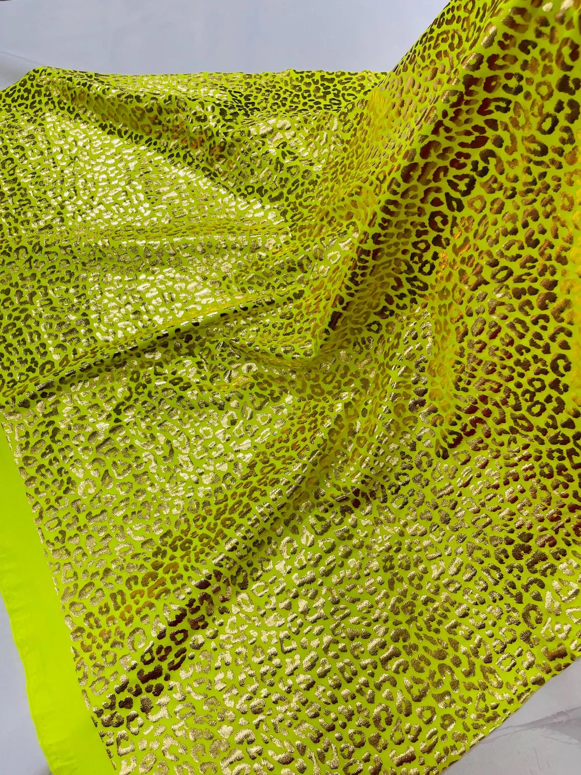 Cheetah Design Spandex Fabric - Neon Yellow - 58/60" Animal Print 4 Way Stretch Fabric By Yard