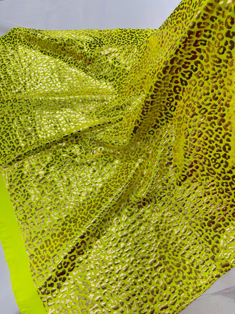 Cheetah Design Spandex Fabric - Neon Yellow - 58/60