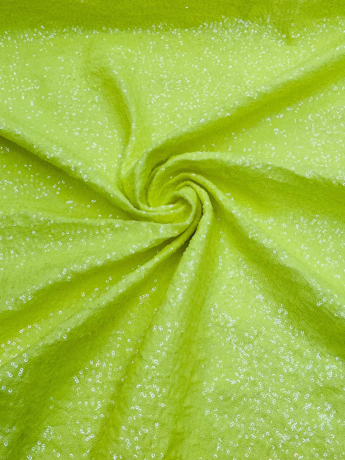 Mini Glitz Sequins Milliskin - Neon Yellow - 4 Way Stretch Milliskin Nylon Spandex Fabric Sold By Yard