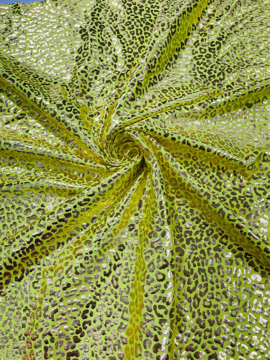 Cheetah Design Spandex Fabric - Neon Yellow - 58/60" Animal Print 4 Way Stretch Fabric By Yard
