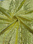 Cheetah Design Spandex Fabric - Neon Yellow - 58/60" Animal Print 4 Way Stretch Fabric By Yard