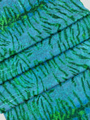 Tiger Design Spandex Fabric - Ocean Green - 58/60" Animal Print Mystique 4 Way Stretch Fabric By Yard