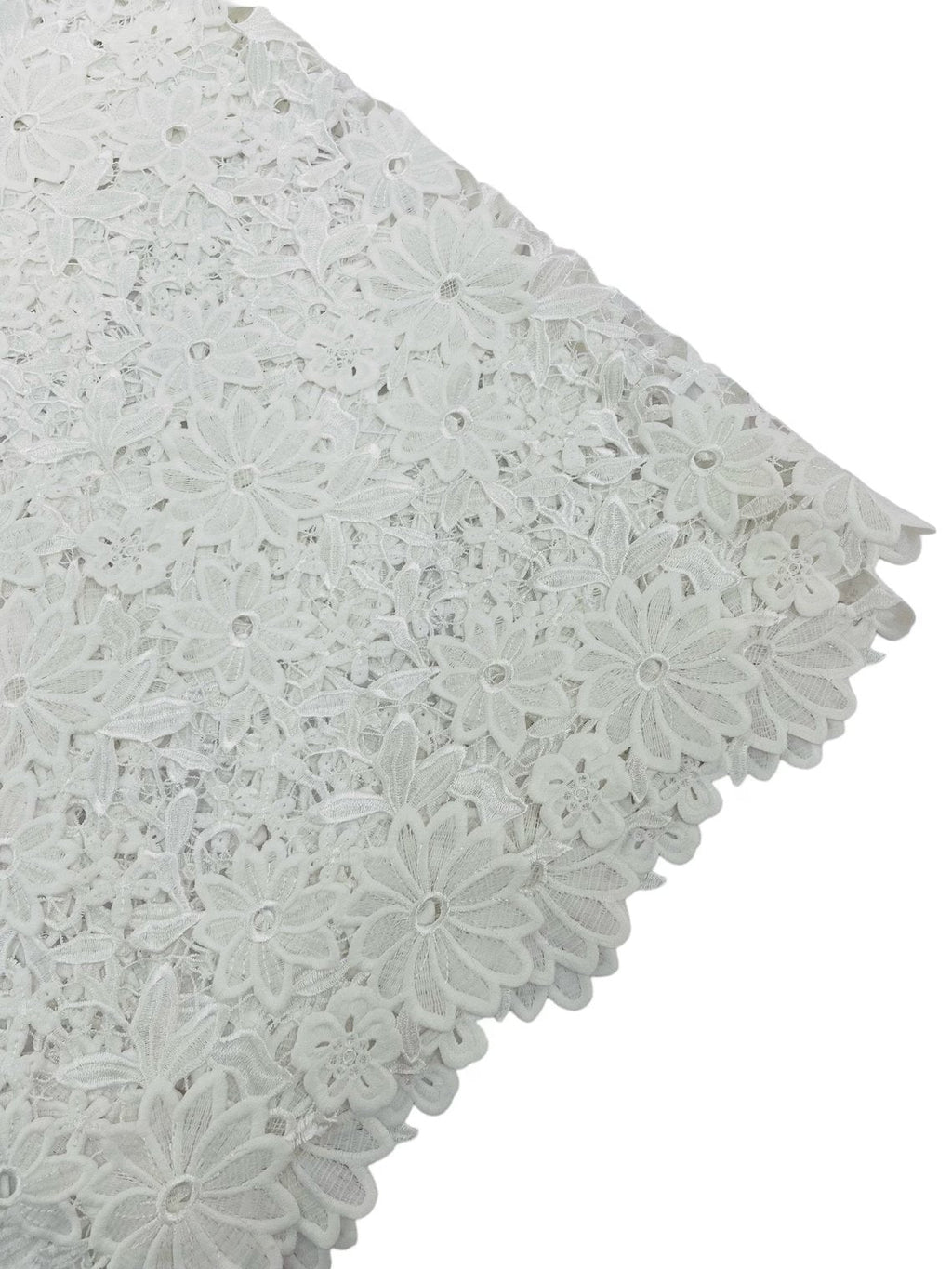 Guipure Lace Design Fabric - Off-White - Solid Floral Lace Fabric by Yard