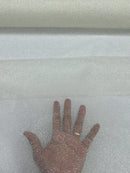 Shimmer Glitter Mesh Fabric - Off-White - Shiny Glitter Dots Design on Lace Mesh Sold By Yard