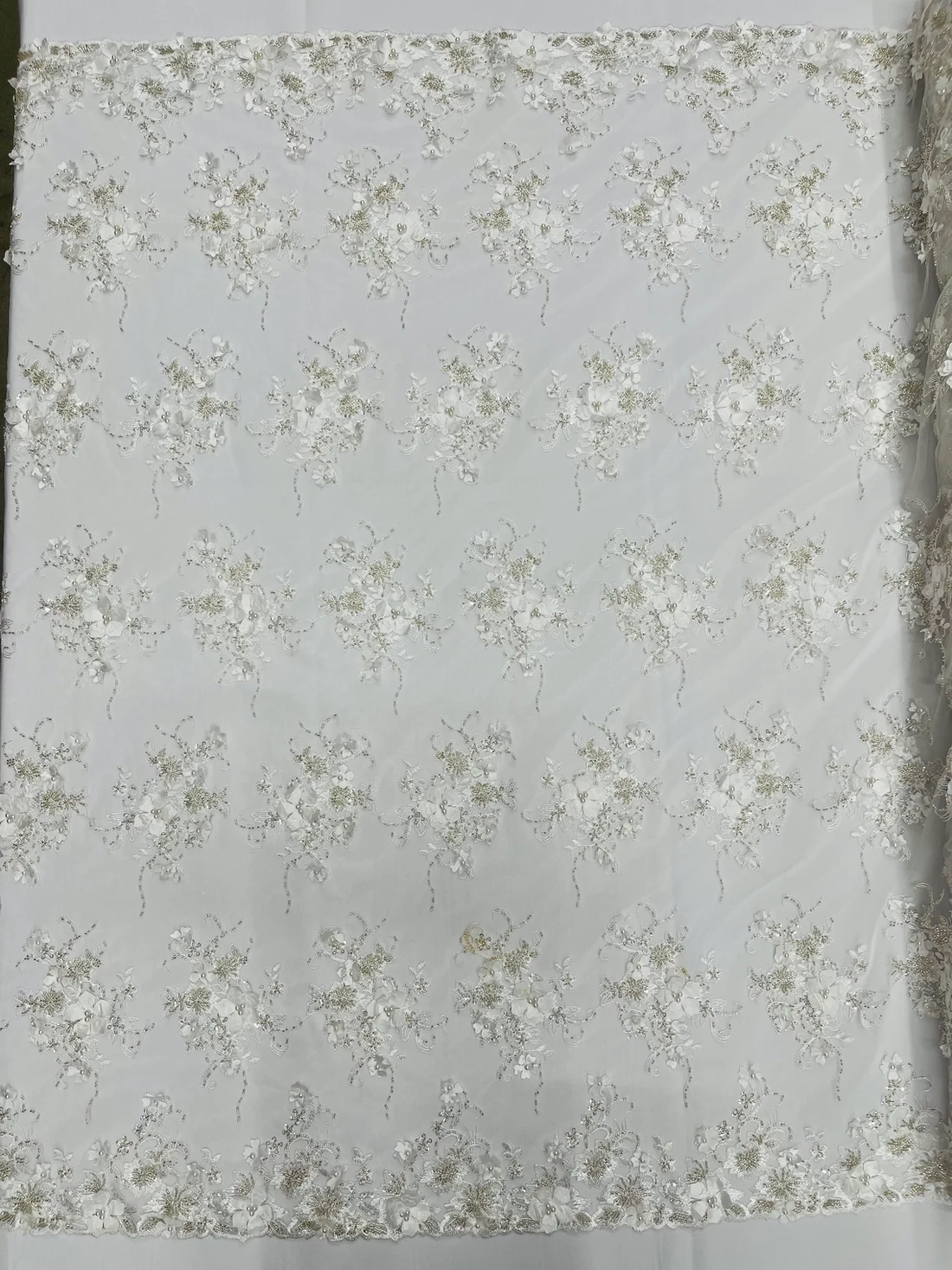3D Flower Sequins Design - Off-White - Embroidered Pearl Sequins Flora 3D Flower Sequins Design - Off-White - Embroidered Pearl Sequins Flora