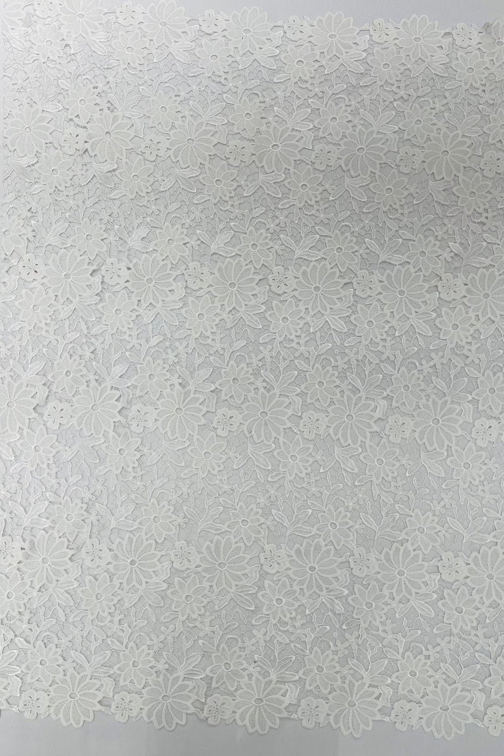 Guipure Lace Design Fabric - Off-White - Solid Floral Lace Fabric by Yard
