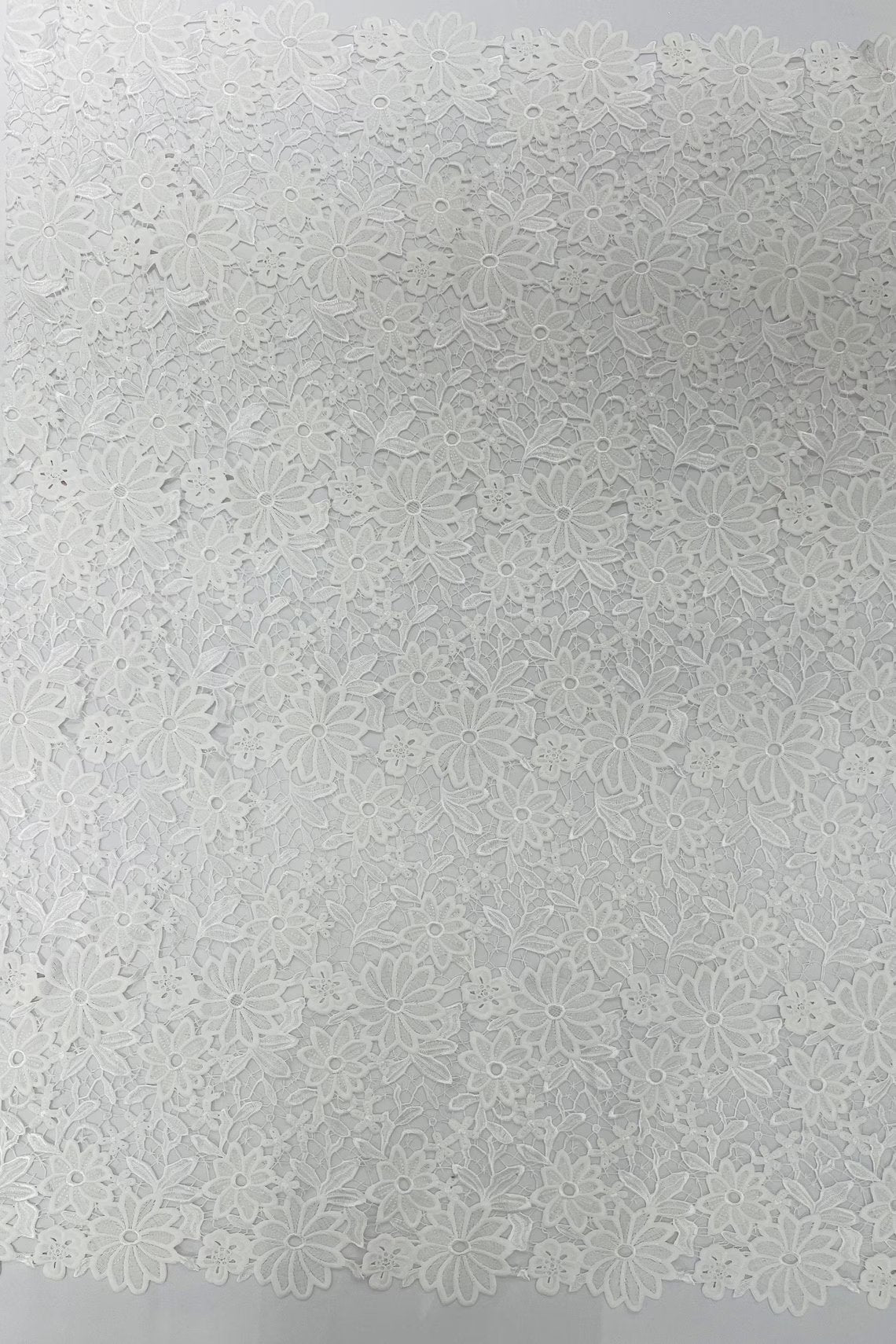 Guipure Lace Design Fabric - Off-White - Solid Floral Lace Fabric by Yard