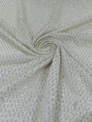 Beaded Glitter Tulle Fabric - Off-White - 60" Wide Shiny Glitter Mesh Fabric Sold By The Yard
