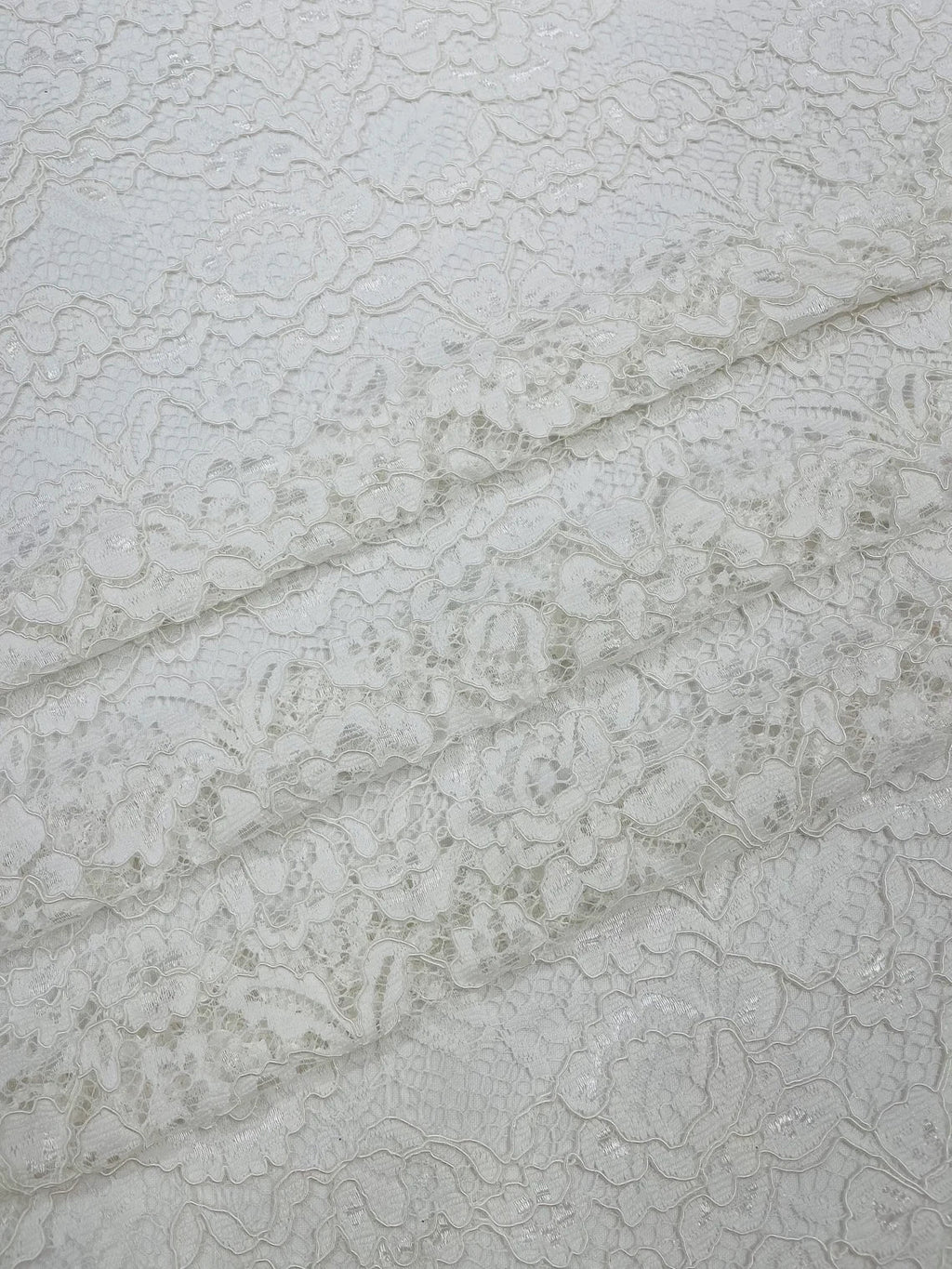 Corded Lace Fabric - Off-White - Embroidered Flower Design Lace Fabric Sold By Yard
