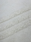 Corded Lace Fabric - Off-White - Embroidered Flower Design Lace Fabric Sold By Yard