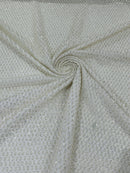 Beaded Glitter Tulle Fabric - Off-White - 60" Wide Shiny Glitter Mesh Fabric Sold By The Yard