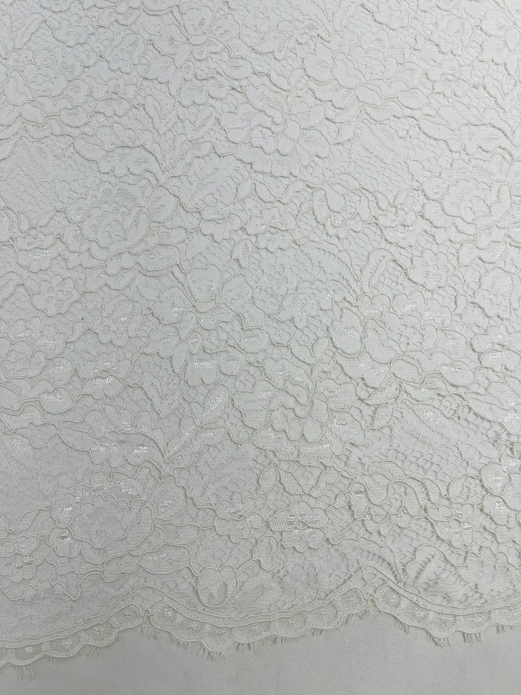 Corded Lace Fabric - Off-White - Embroidered Flower Design Lace Fabric Sold By Yard