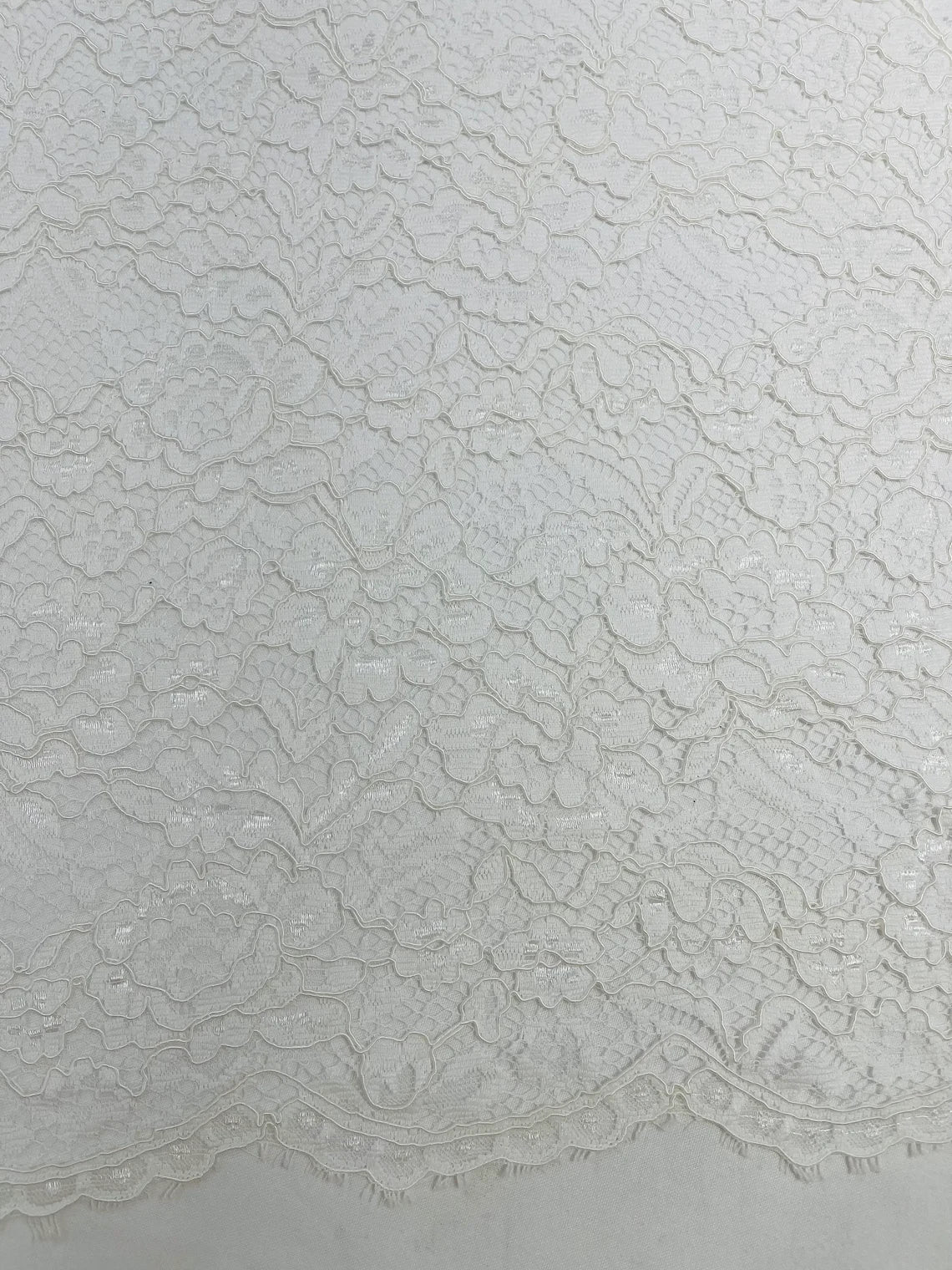 Corded Lace Fabric - Off-White - Embroidered Flower Design Lace Fabric Sold By Yard