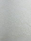 Corded Lace Fabric - Off-White - Embroidered Flower Design Lace Fabric Sold By Yard