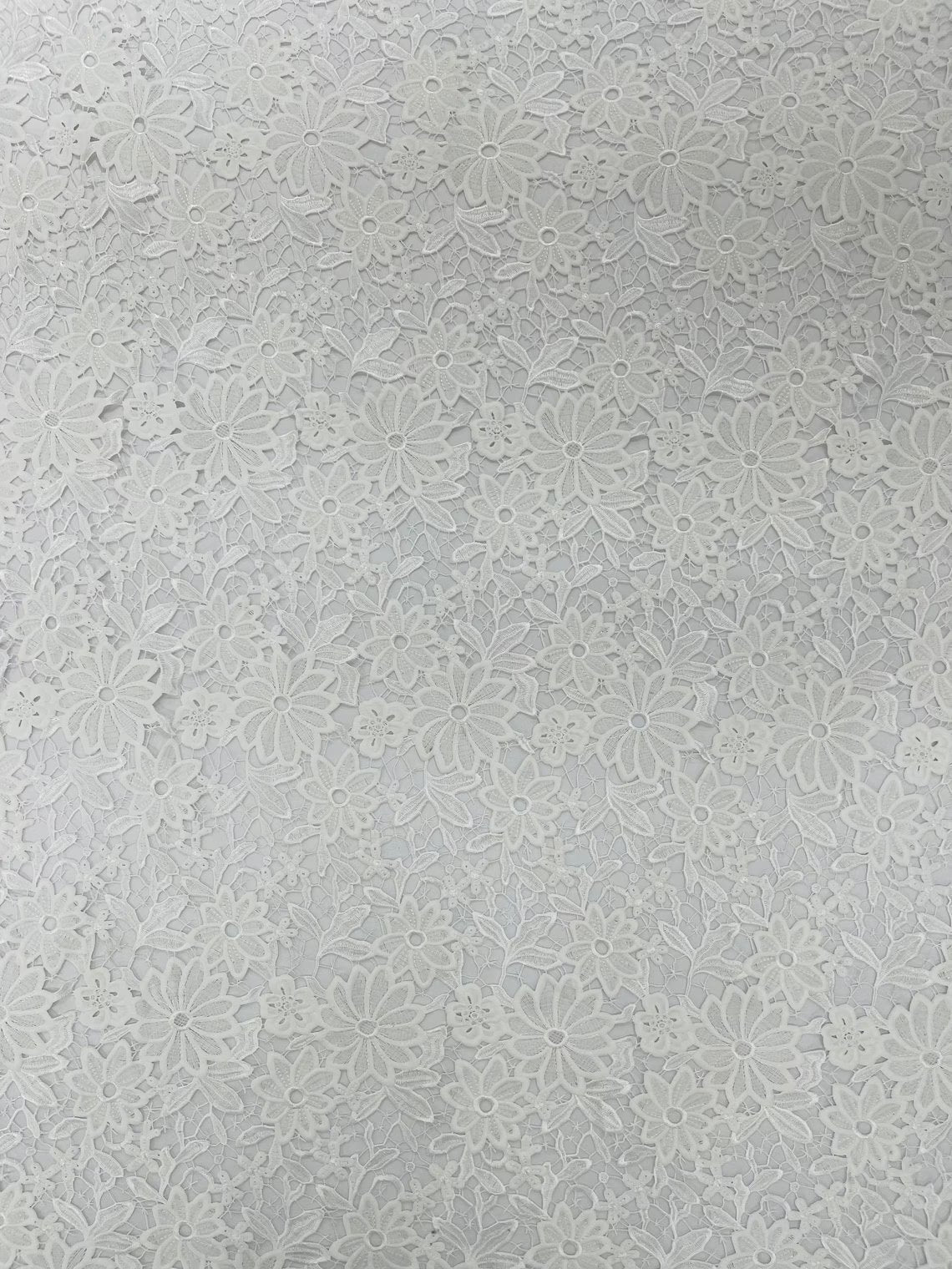 Guipure Lace Design Fabric - Off-White - Solid Floral Lace Fabric by Yard